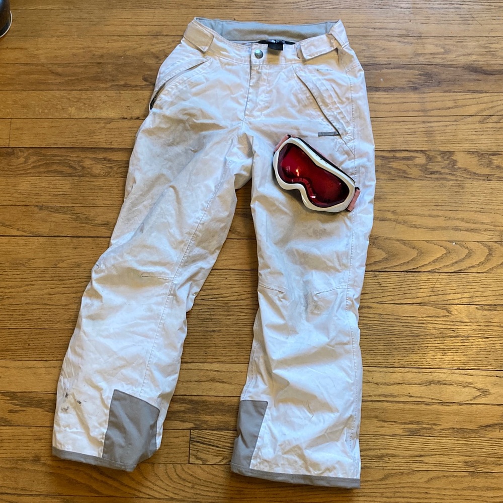 North Face White Girls' Ski Pants size 10-12 and Ski Mask